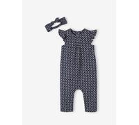 Ensemble bébé fille combinaison + bandeau imprimés marine 3M(60CM)