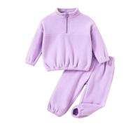 Ensemble Bébé Fille Garçon en polaire Sweatshirt Zippé Pantalon pour Hiver | Manche Longue Sweat Polaire Doux,Survêtement Uni Chaud,Vêtement Pantalon de jogging,Enfant Teddy Tenue Automne à l'extérieur