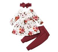 Ensemble Bebe Fille Haut Top Manche Longue 12-18 Mois Pantalons Unis Bandeau Vetement Naissance a la Mode (RD3)