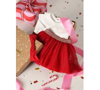 Ensemble bébé fille t-shirt jupon bandeau coffret cadeau noël rouge 24M(86CM)