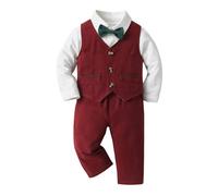 Ensemble Bebe Garçon 4 Pieces 3-24 Mois Costume Bébé Garçon Slim Fit élégant Bodys + Gilet + Pantalon + Noeud Papillon Complète Graduation Baptême Cérémonie Mariage Fête f27