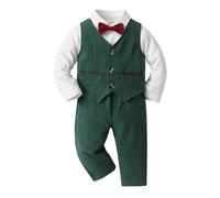 Ensemble Bebe Garçon 4 Pieces 3-24 Mois Costume Bébé Garçon Slim Fit élégant Bodys + Gilet + Pantalon + Noeud Papillon Complète Graduation Baptême Cérémonie Mariage Fête f27