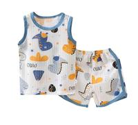 Ensemble Bebe garçon ete 3 Mois à 6 Ans Dinosaure Astronaute Pyjama Enfant Garcon Leger Doux Tee Shirt Enfant Fille sans Manches Debardeur Lapin Mignon Dessin animé Short Sport (Grey, 4-5 Years)