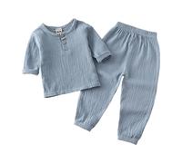 Ensemble Bebe garçon ete 6 Mois à 6 Ans Tee Shirt Enfant Garcon Manche Courte uni Haut Top Casual Pantalon Jogging Enfant Garcon Sport Leger Doux Tenue Vetement Pyjama Loungewear (Blue, 3-4 Years)