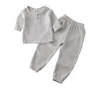 Ensemble Bebe garçon ete 6 Mois à 6 Ans Tee Shirt Enfant Garcon Manche Courte uni Haut Top Casual Pantalon Jogging Enfant Garcon Sport Leger Doux Tenue Vetement Pyjama Loungewear (Grey, 6-12 Months)