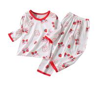 Ensemble Bébé Garçon Fille Été de 2 Pièces, Body à Rayure Manches Longues + Pantalon Taille Élastique d'Été pour Garçons et Filles, Vêtements Ensemble Mignon pour Bébés (Red, 3-4 Years)