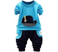 Ensemble Bebe Garcon Hiver Mode Vetement bébé garçon Naissance Printemps Pas Cher Manteau garçon Sport Manche Longue Chemise Blouse Haut Sweat t Shirt + Pantalons (Bleu,100)