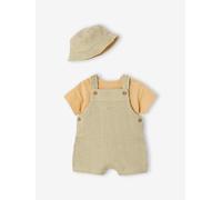 VERTBAUDET Ensemble bébé garçon salopette et bob cappuccino 6M(67CM)