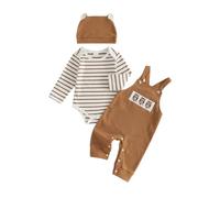 Ensemble Bébé Garçon Tenue Bébé Garçon Été Automne Hiver Printemps | Barboteuse Rayée Manches Courtes/ Longues, Salopette Brodé Animal, Vêtement Ensemble pour Nouveau-né Toute la Saison