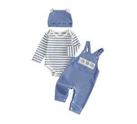 Ensemble Bébé Garçon Tenue Bébé Garçon Été Automne Hiver Printemps | Barboteuse Rayée Manches Courtes/ Longues, Salopette Brodé Animal, Vêtement Ensemble pour Nouveau-né Toute la Saison