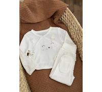 Ensemble Bébé Gilet Et Pantalon À Pied En Pointelle Badian Ecru 1M(54CM)