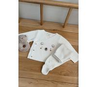 Ensemble bébé gilet et pantalon avec pieds en tricot mini rêve ecru 3M(60CM)
