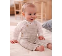 VERTBAUDET Ensemble bébé naissance cérémonie chemise salopette en lin et coton argile 12M(74CM)