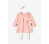 Ensemble bébé naissance robe + legging + bandeau rose 1M(54CM)