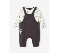 Ensemble bébé Peanuts Snoopy + T-shirt + salopette anthracite/écru 6M(67CM)