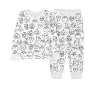 Ensemble Bebe Pyjama d'Halloween pour enfants,haut à manches longues et pantalon imprimés,pour garçons et filles,vêtements de nuit confortables un usage quotidien la détente à la maison(White,3-4)
