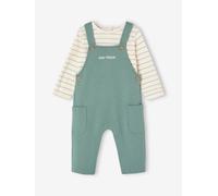 Ensemble bébé T-shirt et salopette en molleton personnalisable vert émeraude 3M(60CM)