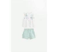 Ensemble bébé t-shirt et short en gaze de coton patroika vert 12M(74CM)