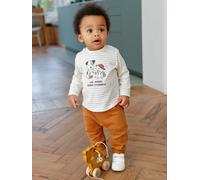 VERTBAUDET Ensemble bébé Tee-Shirt et Pantalon en Molleton rayé/Caramel 12M(74CM)
