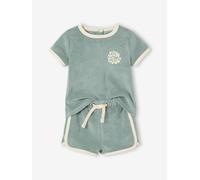 Ensemble bébé tee-shirt + short en éponge bleu grisé 24M(86CM)
