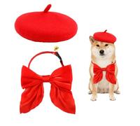 Ensemble Béret pour Chien, Chapeau Adorables pour Animaux de Compagnie avec Nœud Papillon, Accessoire de Déguisement pour Chats, Costume Idéal pour Les Fêtes d'anniversaire, Les Mariages et Séances