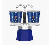 Ensemble Bialetti Mini Express Noël 2025, moka en aluminium, cafetière bleue ave