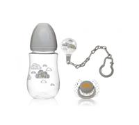 Ensemble Biberon, Tétine et Clip - Gris