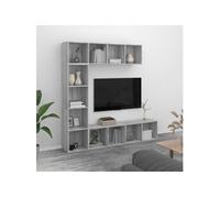 vidaXL Ensemble bibliothèque et meuble TV 3 pièces Sonoma gris 180 x 30 x 180 cm