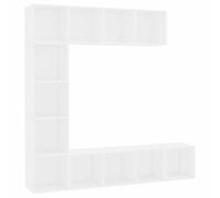 Ensemble Bibliothèque Meuble TV Blanc 180x30x180 cm avec 12 Compartiments | 3 pièces, étagère à livres, meuble suspendu, facile à nettoyer, montage simple, rangement polyvalent