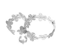Ensemble Bijoux Manchette Fleurie Irrégulière en Alliage Argenté | Style Bohème Unique, Forme Géométrique de Fleur, Set Multifonction Empilable, Finition Résistante à Décoloration