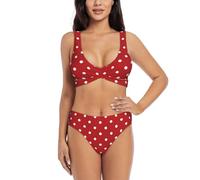 Ensemble bikini à gros pois blancs pour femme, maillot de bain divisé, short et haut, sports nautiques d'été, Noir , XL