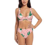 Ensemble bikini cactus pour femme, maillot de bain divisé, short et haut, sports nautiques, été, Noir , M
