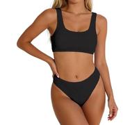 Ensemble Bikini Deux pièces côtelé pour Femme avec Bretelles Larges et Maillot de Bain Coquin, Taille Moyenne n19
