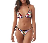 Ensemble Bikini Deux pièces pour Femme, Motif Drapeau des îles Caïmans, Maillot de Bain Triangle Dos Nu à Nouer sur Les côtés