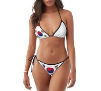 Ensemble Bikini Deux pièces Triangle à Bretelles, Drapeau sud-coréen, Maillot de Bain de Plage et Piscine pour Femme.