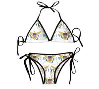 Ensemble Bikini Drapeau des Îles Vierges Américaines Drapeau des Îles Vierges Américaines Réglable Maillots Deux Pièce Swimsuit Classique Bikini Sets pour Plage Vacances Femme M