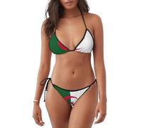Ensemble bikini élégant imprimé drapeau de l'Algérie pour femme, maillot de bain doux et confortable, parfait pour la plage et la piscine, noir, Taille M