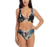 Ensemble bikini famille éléphant pour maillot de bain, piscine, plage, vacances, sports nautiques, essentiel, Noir , S