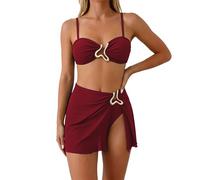 Ensemble Bikini Femme 2 Pièces Taille Haute avec Bretelles Spaghetti Décolleté en V Modèle Élégant Classique Confortable et Féminin Idéal pour la Plage et Les Vacances