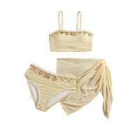 Ensemble Bikini Fille - Maillot de Bain Deux pièces pour Filles Haut Tankini et Short de Bain Unis pour Adolescentes et Jeunes Filles (Beige 8-9 Years)