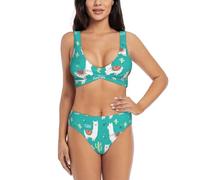 Ensemble bikini lama et cactus pour femme - Maillot de bain avec short et hauts - Pour sports nautiques - Pour l'été, Noir , M