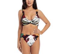 Ensemble bikini motif cochon d'Inde pour maillot de bain, piscine, plage, vacances, sports nautiques, essentiel, Noir , XXL