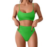 Ensemble bikini pour femme avec dos nu, push-up, haut de bikini push-up, maillot de bain deux pièces, Vert clair., XL