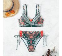 Ensemble bikini sexy pour femmes avec impression florale pour l'été et les vacances à la plage, impression de lieu de destination L,M,S,XLFloral,Tout ImpriméÉtoffe