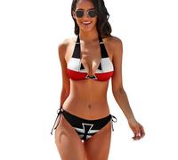Ensemble Bikini String pour Femme, Motif Drapeau d'un Empire, Maillot de Bain Deux pièces Dos Nu, Haut rembourré à Nouer sur Le côté