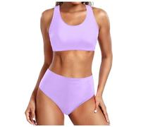 Ensemble Bikini Vintage 2 PièCes pour Femme, Bas de Bikini Taille Haute Froncé, Ajustable, Amincissant Et Push-Up. Maillot De Bain De Plage IdéAl pour Bronzer, Nager Et Faire du Sport à La Piscine.