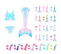 Ensemble bikinis 3 pièces pour fille - Jupe de princesse pour enfants - Costumes de déguisement étincelants de l'océan - Tankini d'été pour adolescente - Couverture de bain - Robe de piscine brillante