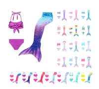 Ensemble bikinis 3 pièces pour fille - Jupe de princesse pour enfants - Costumes de déguisement étincelants de l'océan - Tankini d'été pour adolescente - Couverture de bain - Robe de piscine brillante