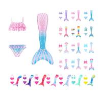 Ensemble bikinis 3 pièces pour fille - Jupe de princesse pour enfants - Costumes de déguisement étincelants de l'océan - Tankini d'été pour adolescente - Couverture de bain - Robe de piscine brillante
