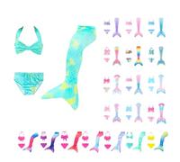 Ensemble bikinis 3 pièces pour fille - Jupe de princesse pour enfants - Costumes de déguisement étincelants de l'océan - Tankini d'été pour adolescente - Couverture de bain - Robe de piscine brillante